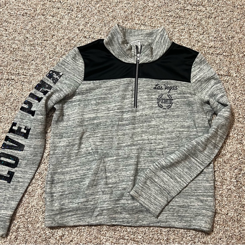 PINK Victoria's Secret Gray Zip-Up Sweater